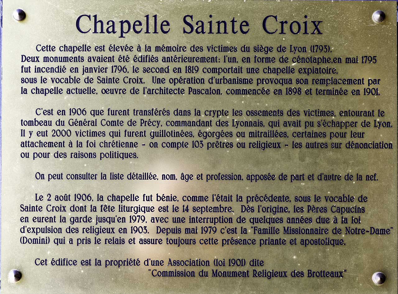 Informations sur la Chapelle Sainte-Croix Lyon 6ème