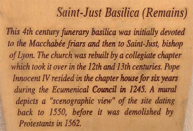 Information on Saint Just Basilica Lyon 5ème