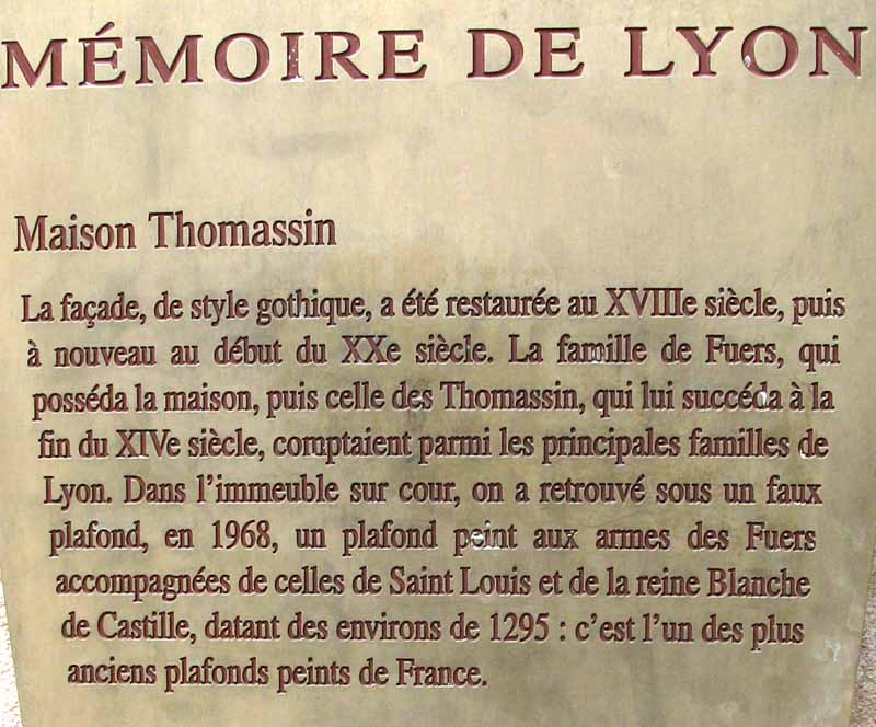 Maison Thomassin, Place du Change Lyon 5ème