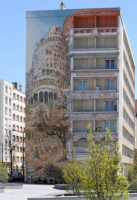 Fresque Boulevard des Etats-Unis Lyon 8ème Musée urbain Tony Garnier "Tour de Babel", Bruegel