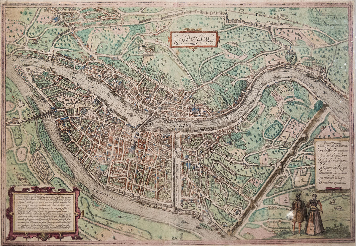Plan de Lyon 15ème Siècle - musées Gadagne 1 place du petit Collège