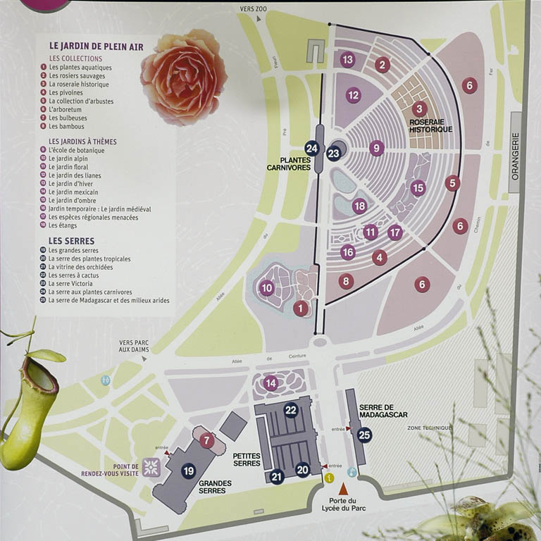 Plan du Jardin Botanique - Parc de la Tête d’Or - Lyon 6ème