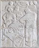 "Infirmiers" Bas-relief (Marcel Renard) sur les cotés des portes - Hotel des Postes Place Antonin Poncet Lyon 2ème